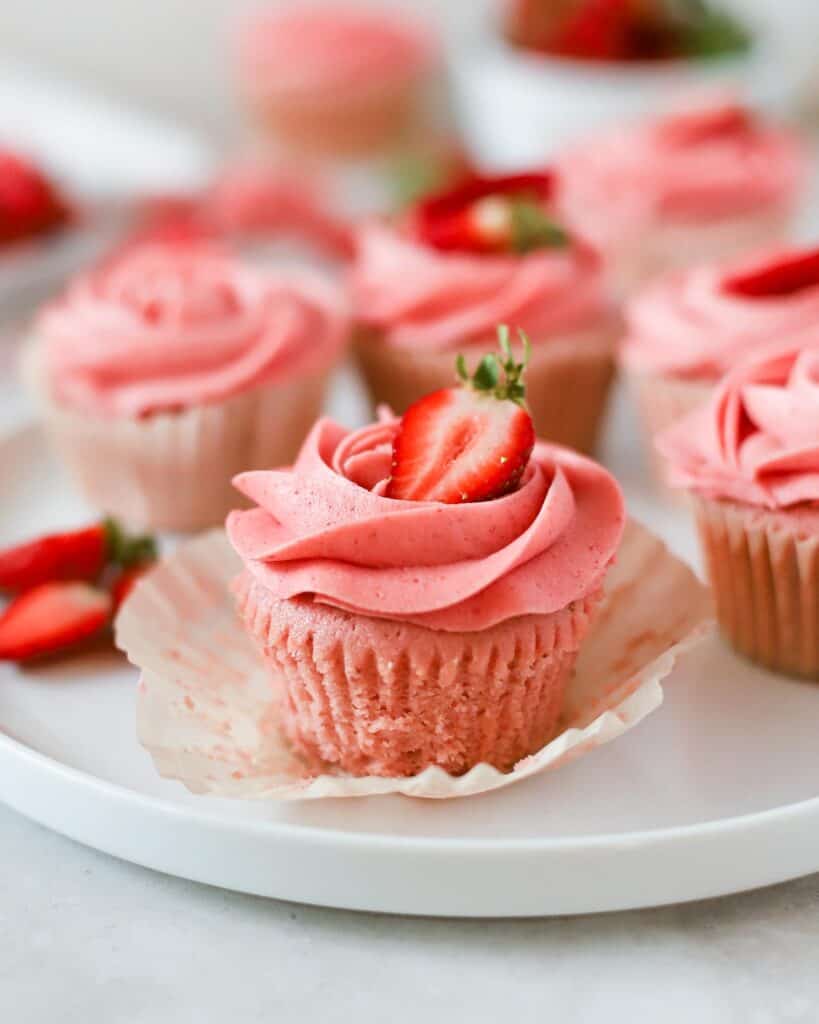 strawberry cupcakes with strawberry buttercream